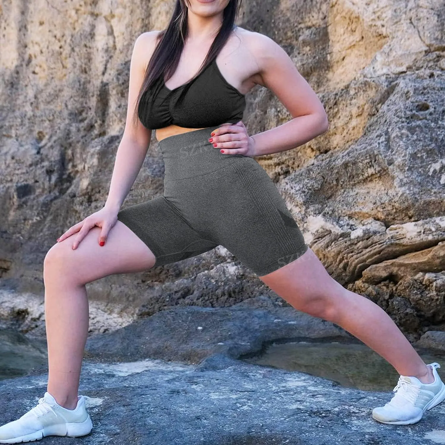 Scrunch Butt Lifting Seamless Shorts for Women High Waist Tummy Control Workout Biker Shorts Ruched Booty Lifting Leggings