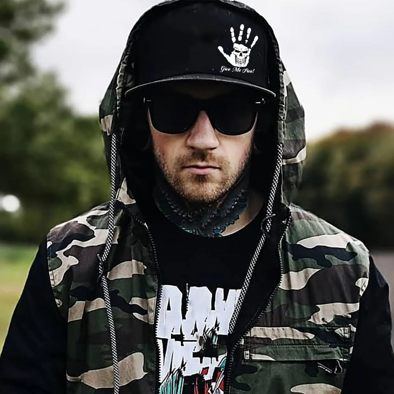 Snapback Hats for Men Flat Bill Brim Hats Skeleton Skull Hat Fitted Hat Adjustable Baseball Hat Black Cool Hat Men