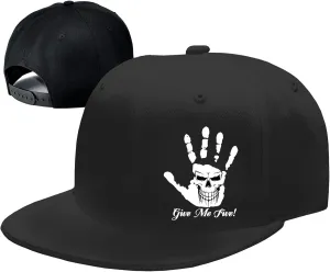 Snapback Hats for Men Flat Bill Brim Hats Skeleton Skull Hat Fitted Hat Adjustable Baseball Hat Black Cool Hat Men