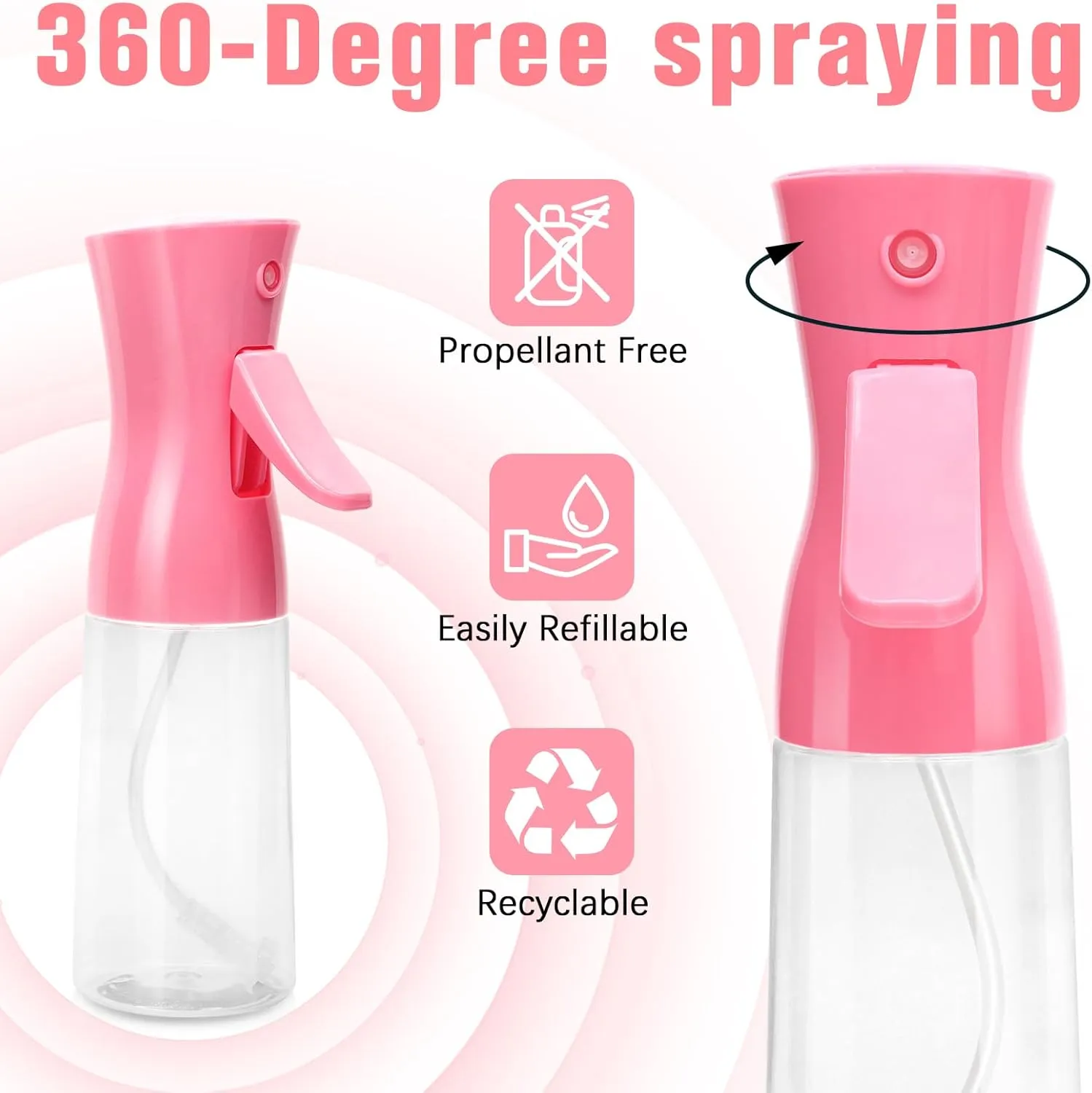 Spray Bottle For Hair,Continuous Water Mister for Hairstyling, Salons, Cleaning, Plants,Essential Oil Scents,Ultra Fine Mist Sprayer,6.8 OZ /200 ML-pink(Christmas Gifts)