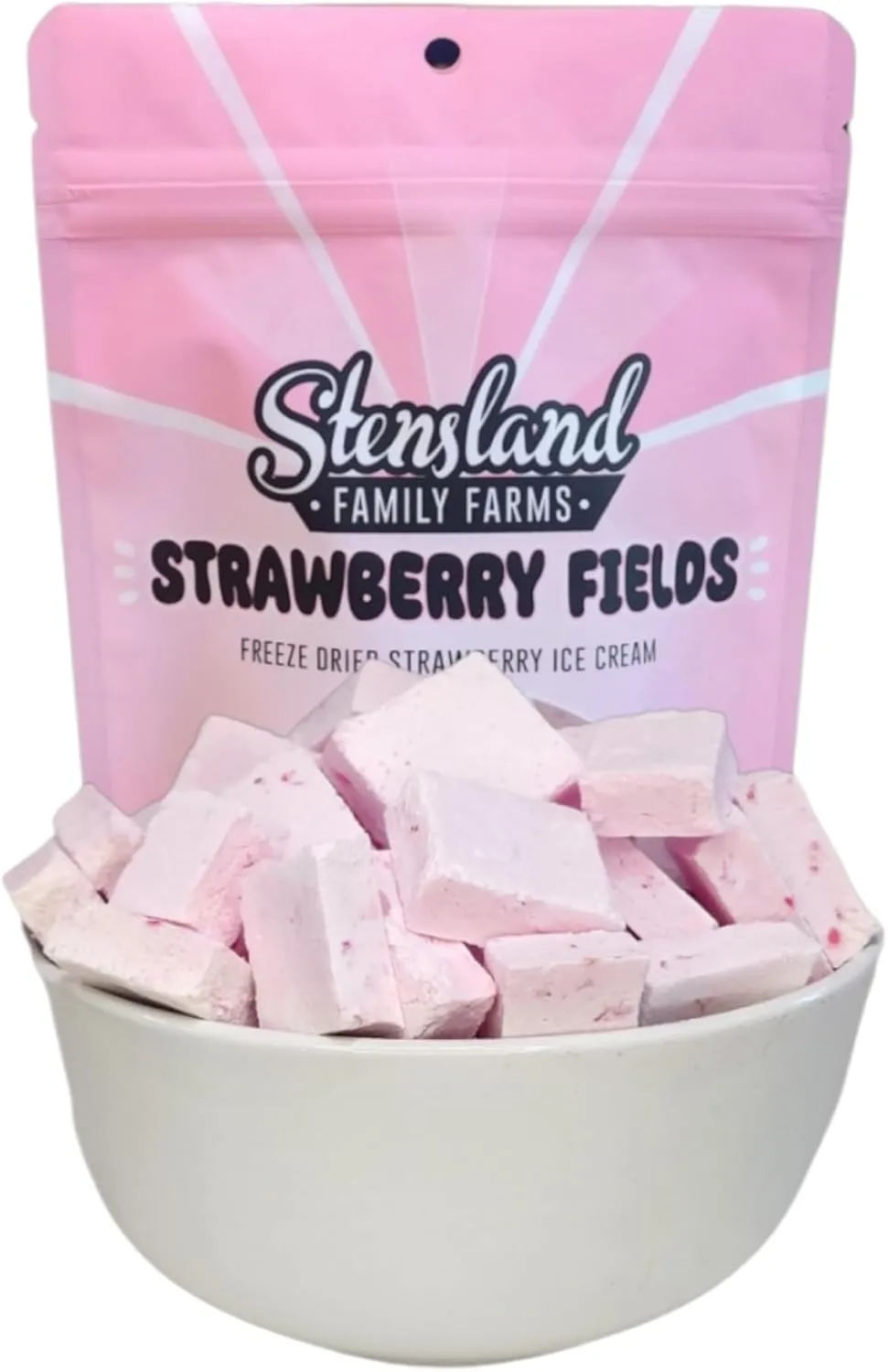 Stensland Freeze Dried Ice Cream (1.5oz) Strawberry, Cotton Candy, Mint Chip. (Strawberry)