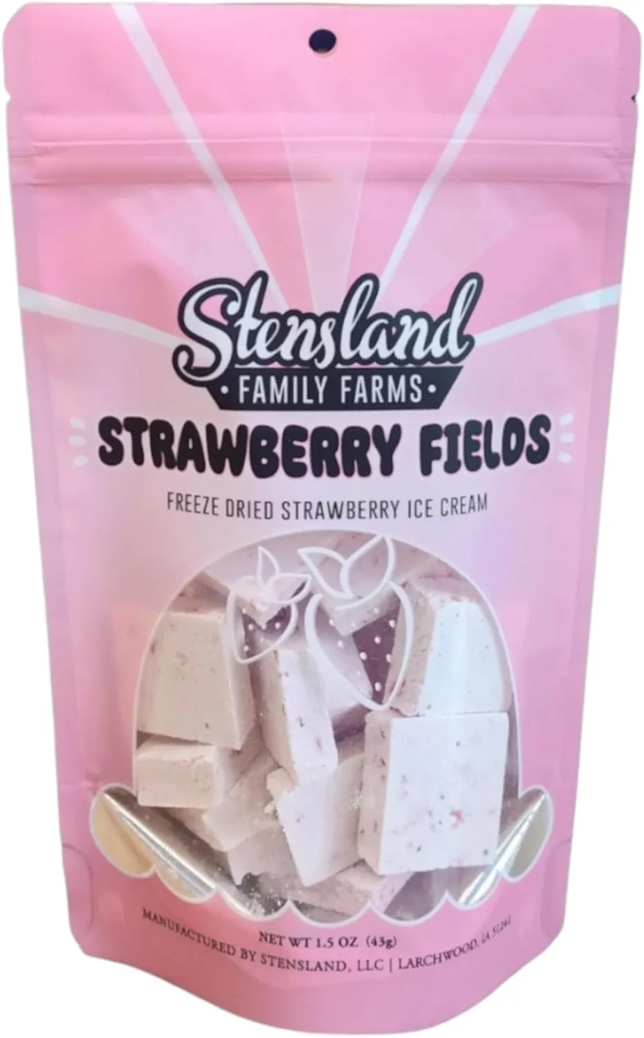 Stensland Freeze Dried Ice Cream (1.5oz) Strawberry, Cotton Candy, Mint Chip. (Strawberry)