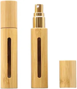 Teensery 2 Pcs 10ml Bamboo Spray Bottles Empty Refillable Perfume Atomizer Bottles Portable Travel Makeup Water Vial Containers for Liquid, Lotion, Fragrance