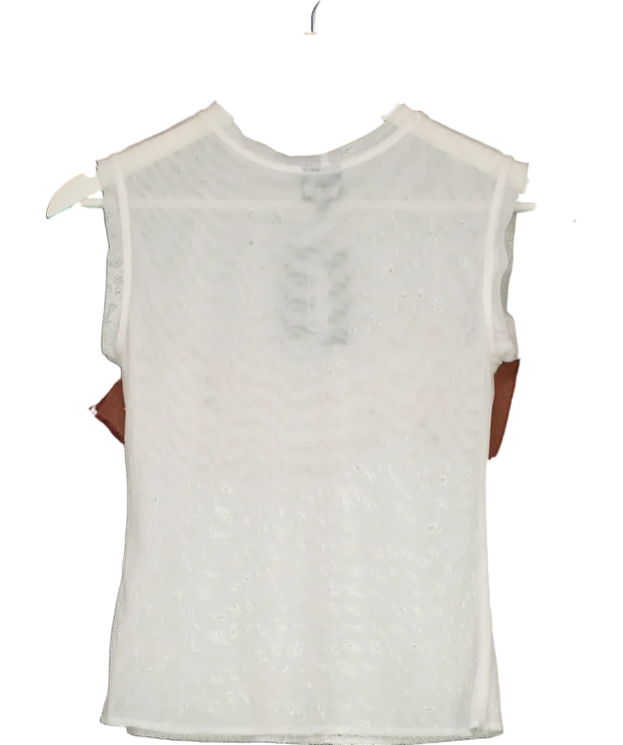 Tora Lily White Slogan Patch Tank Top UK M