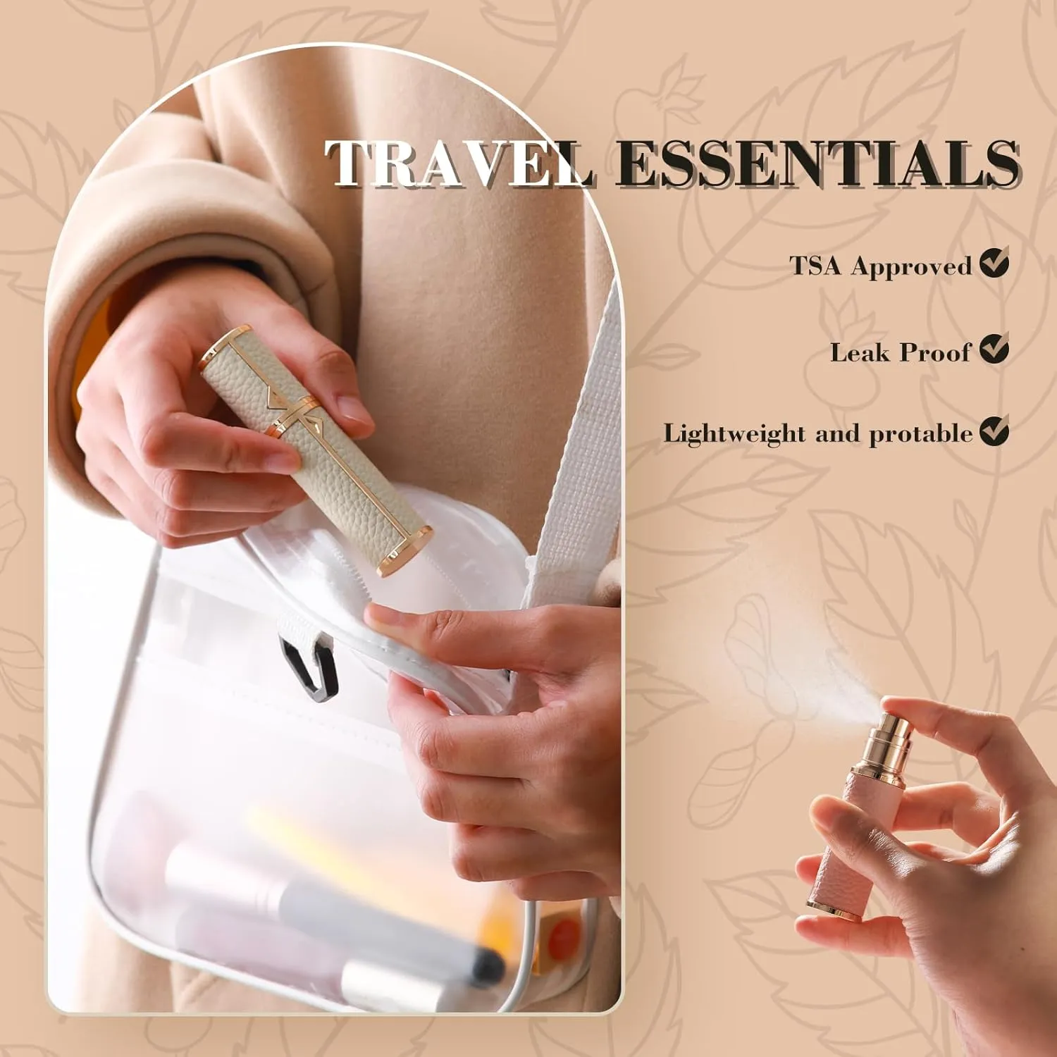 Travel Refillable Perfume Bottle, Leak-proof 5ml Atomizer, Portable Luxurious Pocket Perfume Dispenser Pump Transfer Tool for Women Men Travel Accessories.