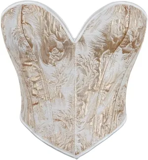 Victorian Renaissance Corset for Women Vintage Gothic Floral Print Overbust Bustier Tube Lace Up Party Crop Top