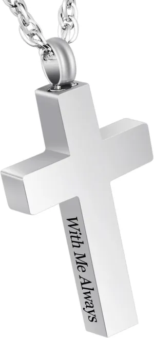 XIUDA Cremation Cross Necklace for Ashes Cross Urns Jewelry Locket Pendant Ashes Holder Stainless Steel Memorial Cremation Jewelry for Men Women