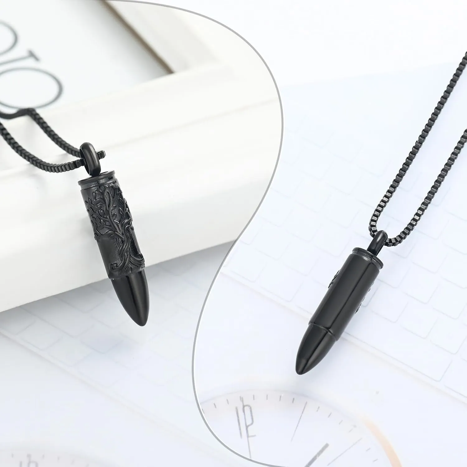 XSMZB Bullet Cremation Ashes Jewelry Tree of Life Keepsake Urn Necklace for Ashes Stainless Steel Memorial Pendant for Women Men