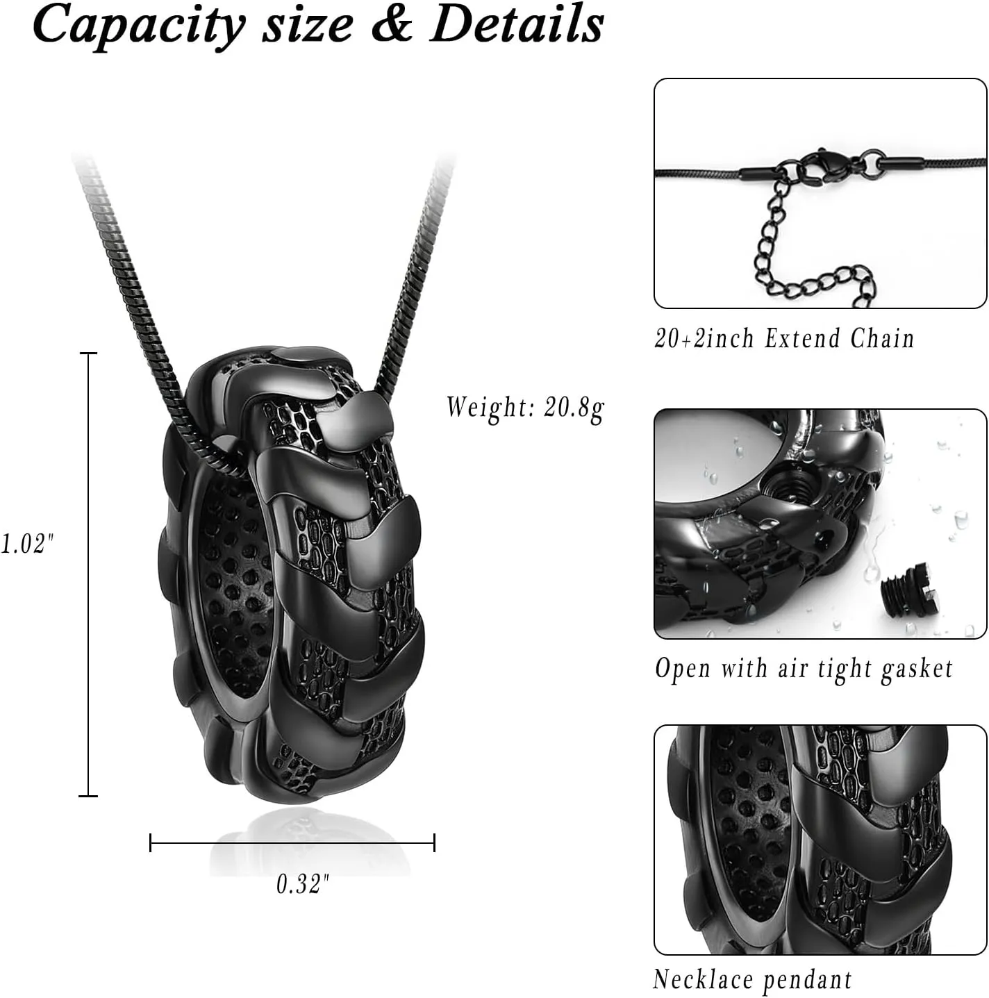 XSMZB Cremation Jewelry Wheel Tire Urn Necklace for Ashes of Loved One Car Tire Accessory Keepsake Pendant for Men for Racer