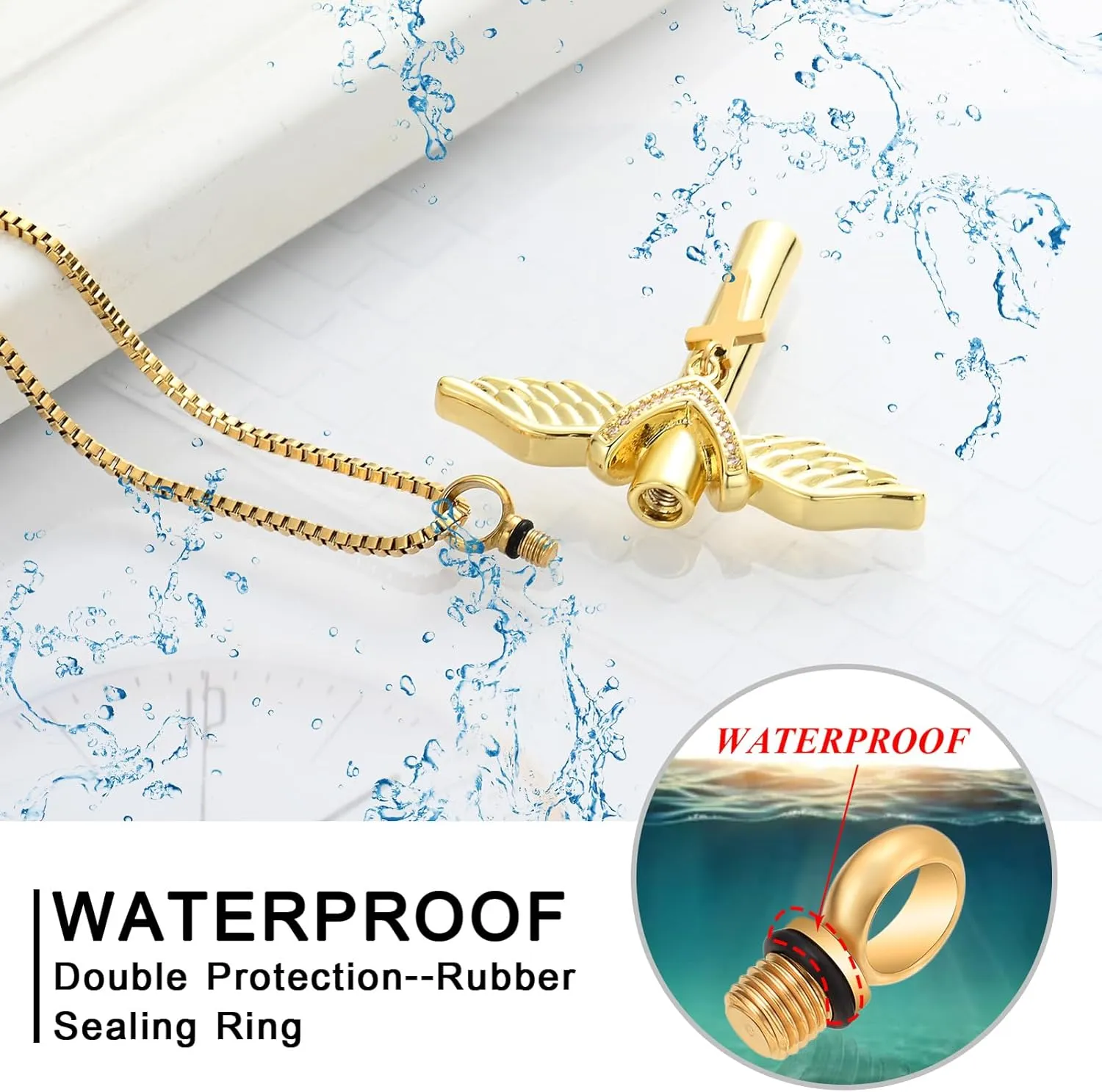 XSMZB Wings Cylinder Cremation Jewelry for Ashes Pendant Cross Urn Necklace for Ashes for Men Women Keepsake Locket Jewelry