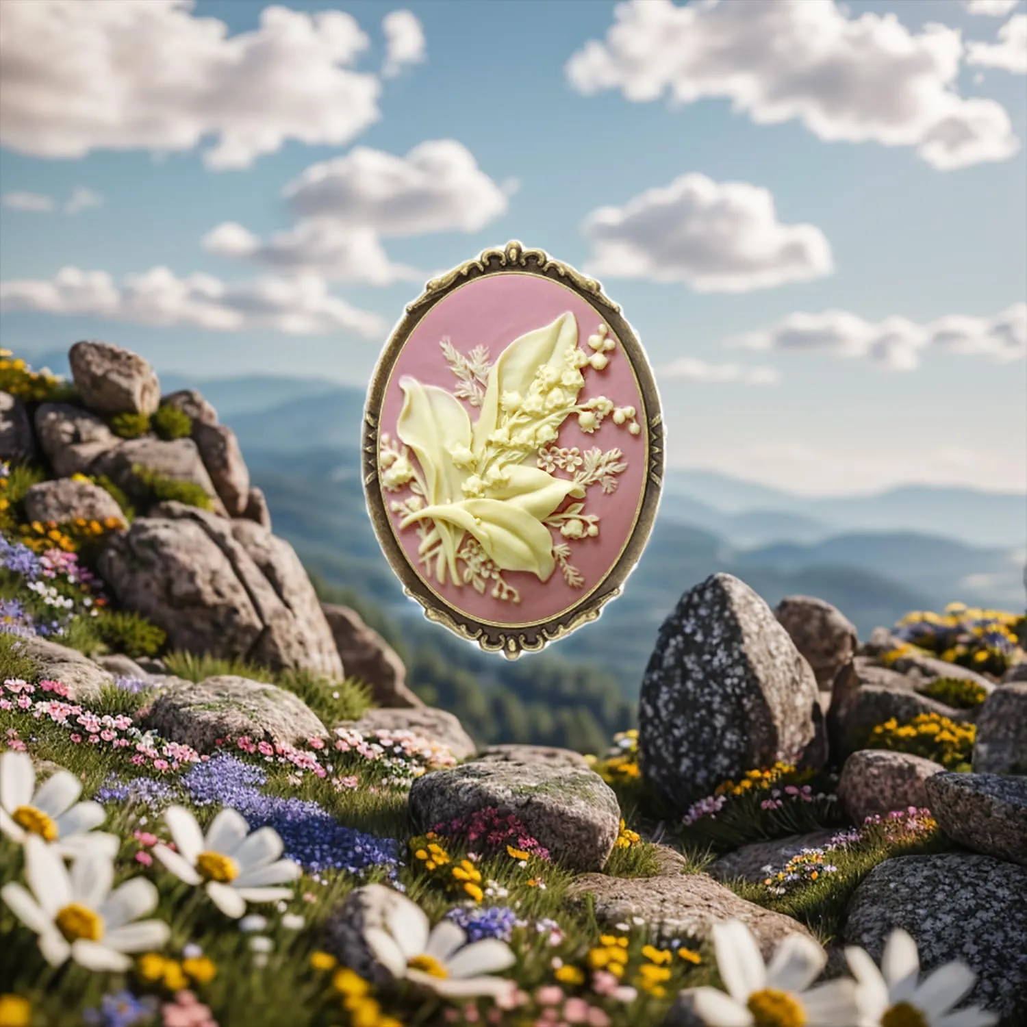 Yspace Hummingbird Brooch Pin Shield Decor Antique Brass Cameo Fashion Jewelry Pouch for Gift