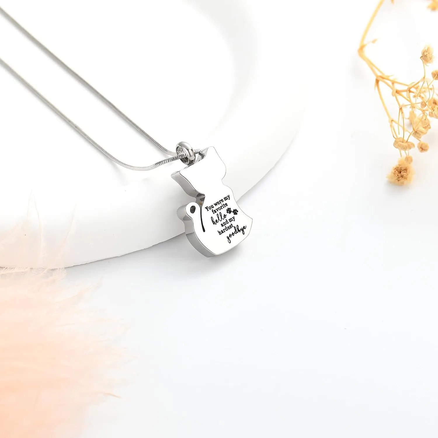 zeqingjw Cat Cremation Jewelry Urn Necklace for Ashes for Pet,Funeral Ashes Keepsake Urn Necklace Pendant Memorial Jewellery