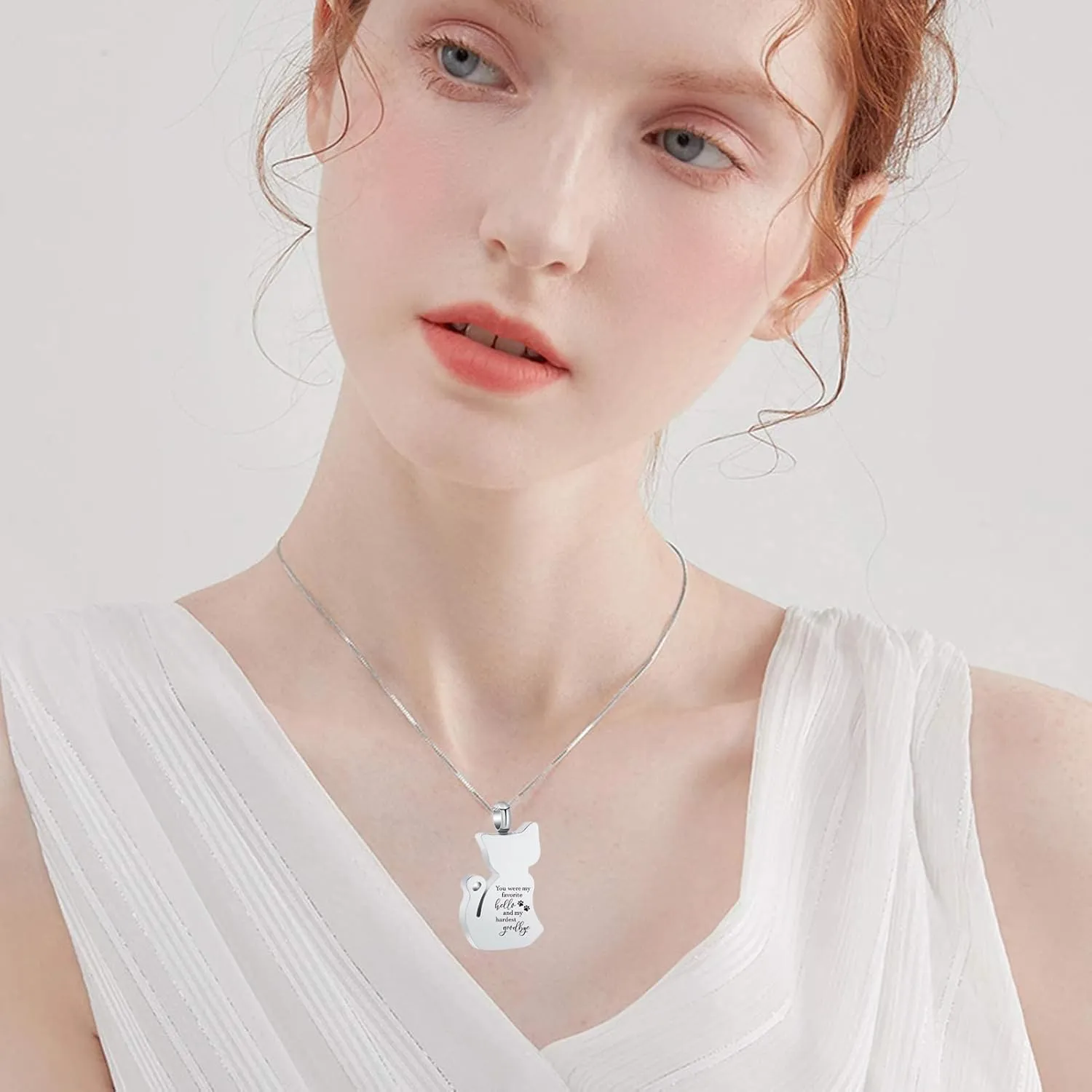 zeqingjw Cat Cremation Jewelry Urn Necklace for Ashes for Pet,Funeral Ashes Keepsake Urn Necklace Pendant Memorial Jewellery