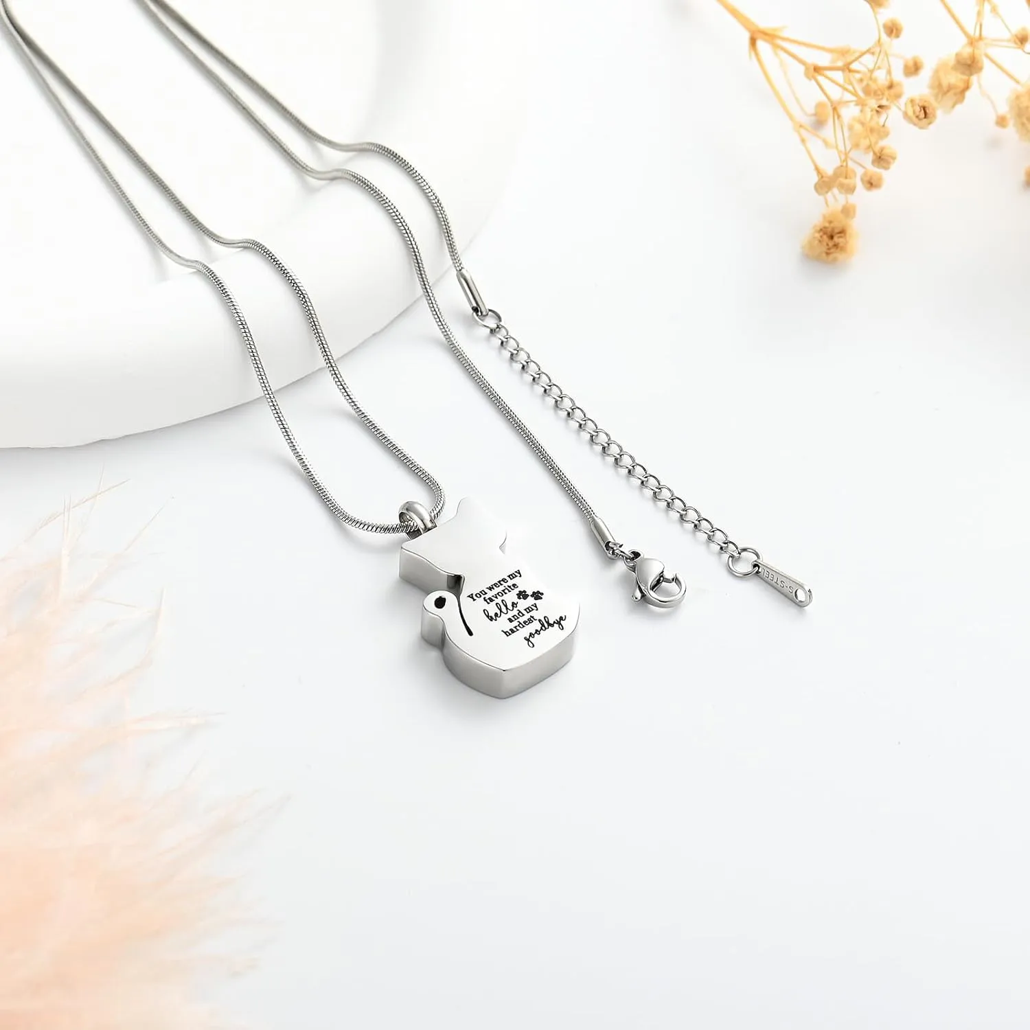 zeqingjw Cat Cremation Jewelry Urn Necklace for Ashes for Pet,Funeral Ashes Keepsake Urn Necklace Pendant Memorial Jewellery