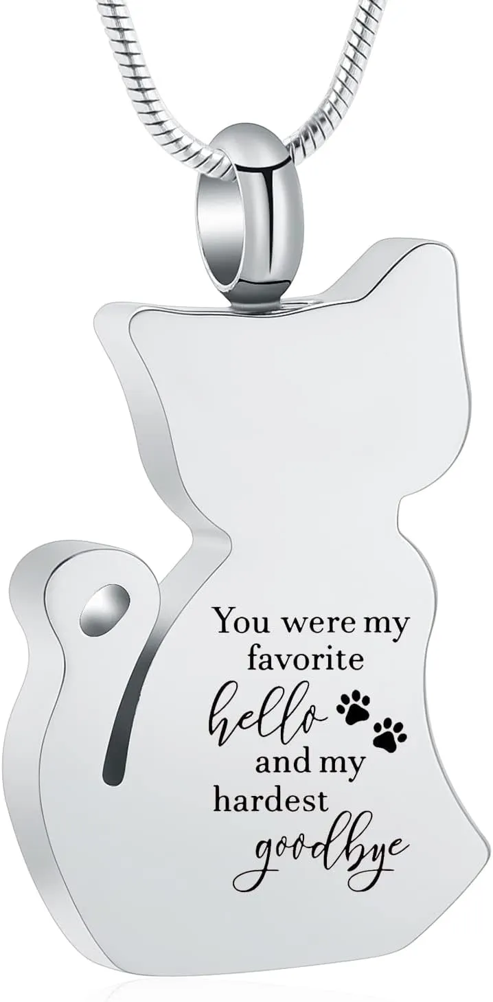 zeqingjw Cat Cremation Jewelry Urn Necklace for Ashes for Pet,Funeral Ashes Keepsake Urn Necklace Pendant Memorial Jewellery