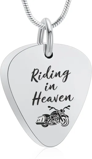zeqingjw Urn Necklace for Ashes Motorcycle Cremation Urn Pendant Riding in Heaven Memorial Ash Keepsake Cremation Jewelry for Men Women