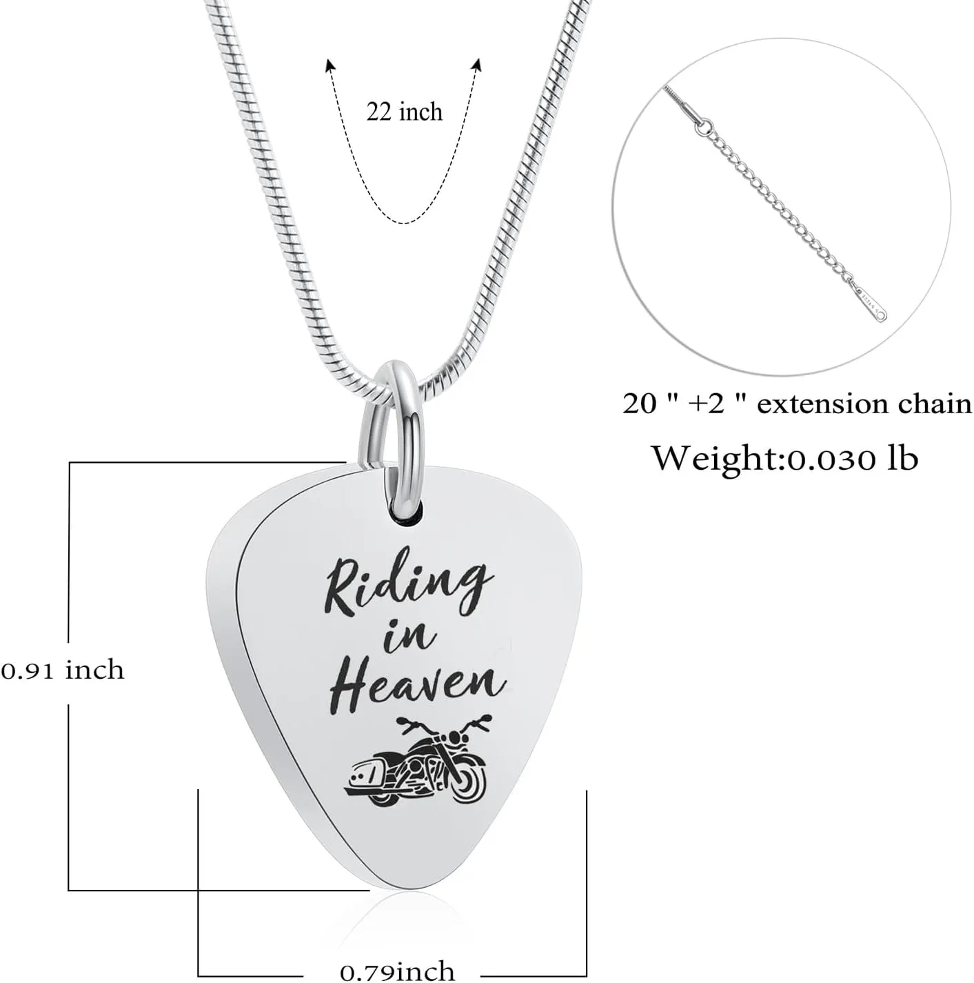 zeqingjw Urn Necklace for Ashes Motorcycle Cremation Urn Pendant Riding in Heaven Memorial Ash Keepsake Cremation Jewelry for Men Women